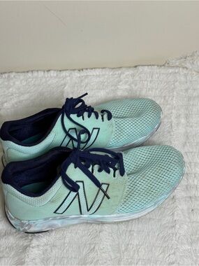 New Balance Mint Green Athletic Sneakers with Navy Details